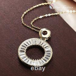 18K Yellow Gold Plated Simulated Diamond Channel-Set Baguette Circle Necklace