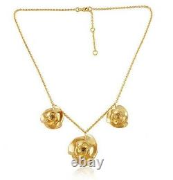 18k Gold Plated 925 Silver Handmade Citrine Gemstone Rose Designer Necklace