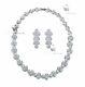 18k White Gold Plated Crystal Stud Earrings Necklace Party Wedding Set Luxury