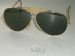 1970's BAUSCH & LOMB RAY-BAN G15 CRYSTAL GOLD PLATED SHOOTER AVIATOR SUNGLASSES