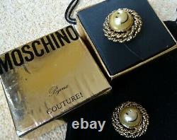 1980's MOSCHINO Bijoux COUTURE RARE SMILEY PEARL EARRINGS