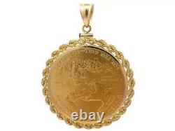 1993 American Eagle Coin Shape Pendant Without Stone 14k Yellow Gold Plated