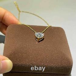 1Ct Heart Cut Simulated Diamond Pretty Solitaire Pendant 14K Yellow Gold Plated