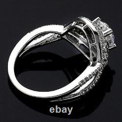 1Ct Round Cut Real Moissanite Eternity Wedding Ring 14K White Gold Plated Silver