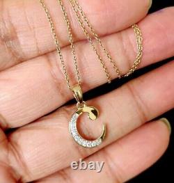 1Ct Round Cut Simulated Diamond Alphabet''C'' Pendant 14K Yellow Gold Plated