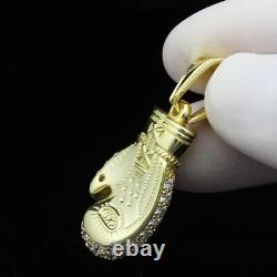 1Ct Round Moissanite Men's 3D Boxing Glove Charm Pendant 14K Yellow Gold Plated