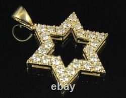 1Ct Round Moissanite Six Point Star Pendant 14K Yellow Gold Plated Silver