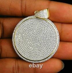 2.0 Ct Round Cut Moissanite Men's Disc Medallion Pendant 14K Yellow Gold Plated