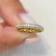 2.0 Tcw Round Cut Vvs1 Moissanite Wedding Eternity Band In 14 Yellow Gold Plated