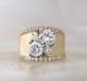 2.00 Ct Round Cut Real Moissanite Cluster Wedding Ring 14k Yellow Gold Plated