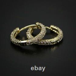 2.00 Ct Round Cut Simulated Diamond Huggie Hoop Earrings 14K Yellow Gold Plated