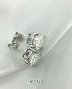 2.00 TCW Round Cut DVVS1 Moissanite Stud Earring In Solid 14k White Gold Plated