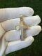 2.00ct Round Good Cut Mossanite Cross Pendant In 14k Yellow Gold Plated Silver