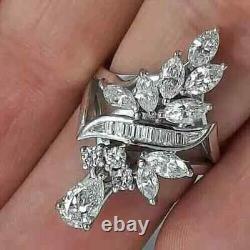 2.00Ct Marquise Cut Lab-Created Diamond Cocktail Ring 14K White Gold Plated