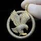 2.00ct Round Cut Moissanite 3d''eagle'' Pendant 14k Yellow Gold Plated 18chain