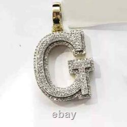 2.00Ct Round Cut Moissanite Initial G Customize Pendant 14K Yellow Gold Plated