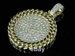 2.00Ct Round Cut Real Moissanite Men's Cluster Pendant 14K Yellow Gold Plated