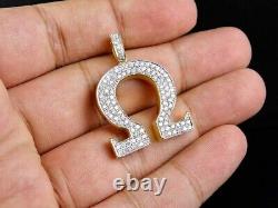 2.00Ct Round Cut Real Moissanite Omega Sign Pendant In 14K Yellow Gold Plated