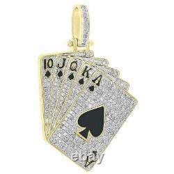 2.00Ct Round Cut Real Moissanite Poker Spades Pendant 14K Yellow Gold Plated