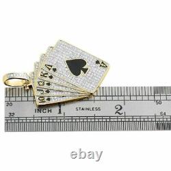 2.00Ct Round Cut Real Moissanite Poker Spades Pendant 14K Yellow Gold Plated