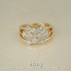 2.00Ct Round Cut Real Moissnite Engagement Ring 14K Two-Tone Gold Plated Silver