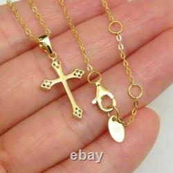 2.00Ct Round Cut Simulated Diamond Cross Pendant Necklace 14K Yellow Gold Plated