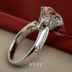 2.00Ct Round Cut Simulated Diamond Engagement Ring 14K White Gold Plated