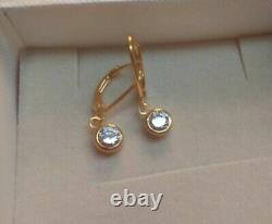 2.00Ct Round Moissanite Dangle Drop Earrings Solid 14K Yellow Gold Plated