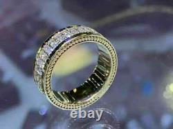 2.10Ct Round Cut Real Moissanite Men's Wedding Band Ring 14k Yellow Gold Plated