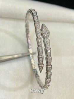 2.20 Ct Round Cut Moissanite Women's Serpent Viper Bangle 14K White Gold Plated