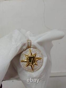 2.20 Ct Round Cut White Cubic Zirconia 7 Star Pendant 14K Yellow Gold Plated