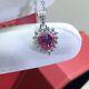 2.20ct Heart Cut Cz Pink Sapphire Halo Pendant 14k White Gold Plated Silver