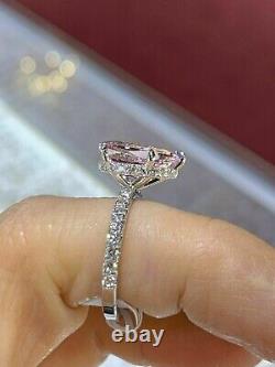 2.20Ct Pear Cut Lab Created Pink Sapphire Solitaire Ring 14K White Gold Plated