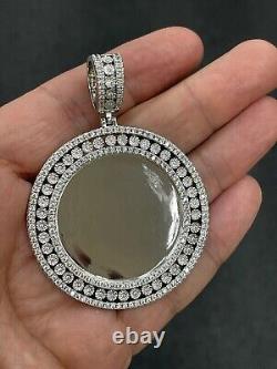 2.20Ct Round Cut Moissanite Picture Frame Memory Pendant 14K White Gold Plated