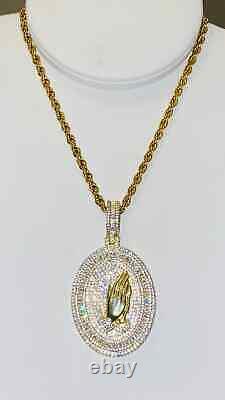 2.20Ct Round Cut Moissanite Praying hands Charm Pendant 14K Yellow Gold Plated