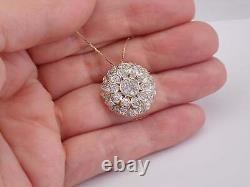 2.20Ct Round Cut Real Moissanite Cluster Pendant 14K Yellow Gold Silver Plated