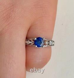 2.25Ct Round Cut Simulated Sapphire Solitaire Women's Ring 14K White Gold Plated