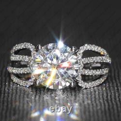 2.25Ctw Round Cut Certified Moissanite Engagement Ring in 14K White Gold Plated