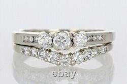 2.30 Ct Round Cut Simulated Diamond Bridal Band Set Ring 14K White Gold Plated