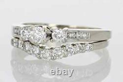 2.30 Ct Round Cut Simulated Diamond Bridal Band Set Ring 14K White Gold Plated