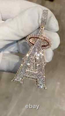 2.30CT Round Cut Moissanite Customize Letter A Pendant In 14K Rose Gold Plated