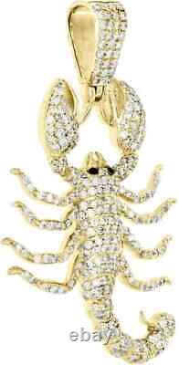 2.30Ct Round Cut Real Moissanite Scorpion Men's Pendant 14K Yellow Gold Plated