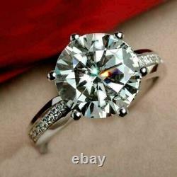 2.30Ct Round Real Moissanite Women's Solitaire Ring 14K White Gold Silver Plated