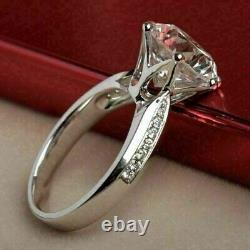 2.30Ct Round Real Moissanite Women's Solitaire Ring 14K White Gold Silver Plated