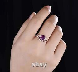 2.32Ct Oval Cut Simulated Amethyst Bridal Set Ring 14K Rose Gold Plated Silver
