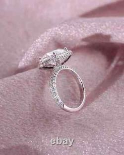 2.35Ct Cushion Cut Halo Ring Real Moissanite Engagement Ring White Gold Plated