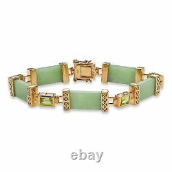 2.40 TCW Gold-Plated Sterling Silver Green Jade and Peridot Bracelet