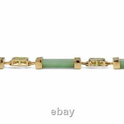 2.40 TCW Gold-Plated Sterling Silver Green Jade and Peridot Bracelet