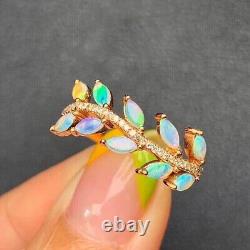 2.40Ct Marquise Cut Simulated Fire Opal Wedding Band Ring 14k Yellow Gold Plated