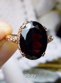2.40Ct Oval Cut Genuine Garnet Solitaire Engagement Ring 14K Yellow Gold Plated